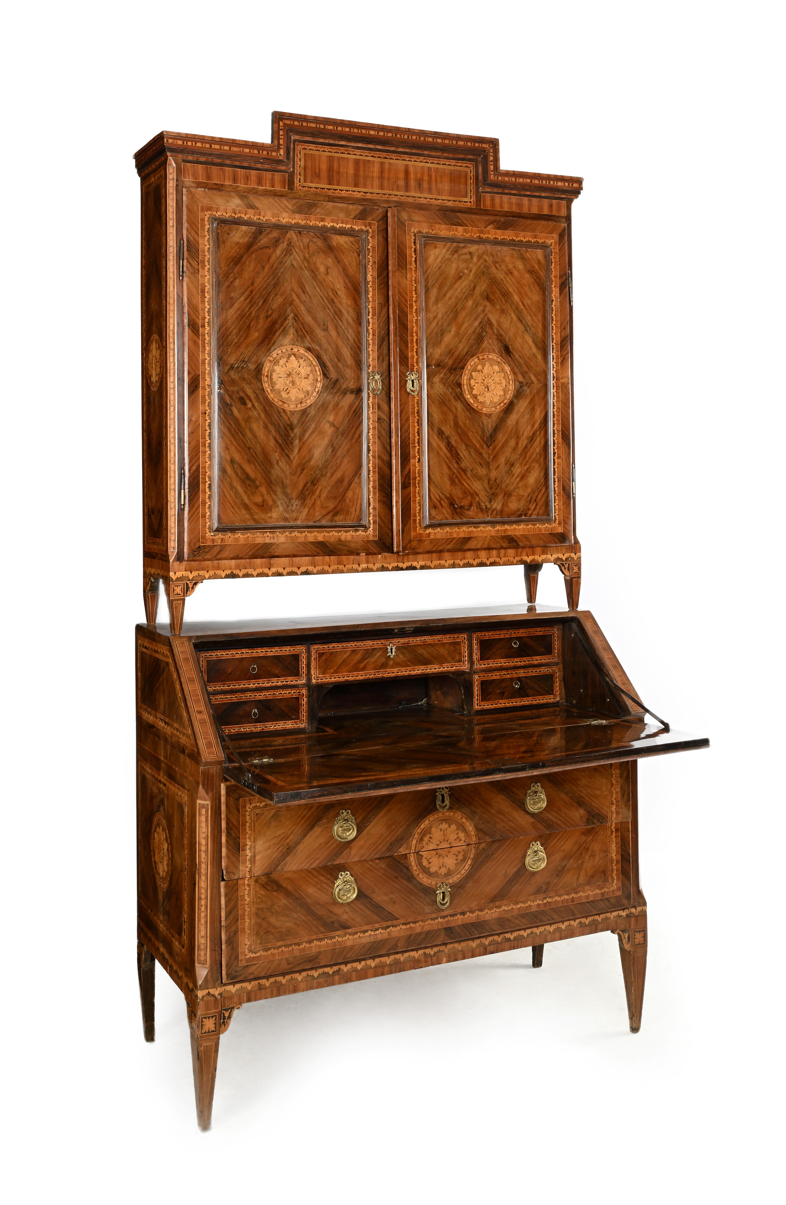 Cassetttone a ribalta piemontese, in legni vari, fine XVIII secolo