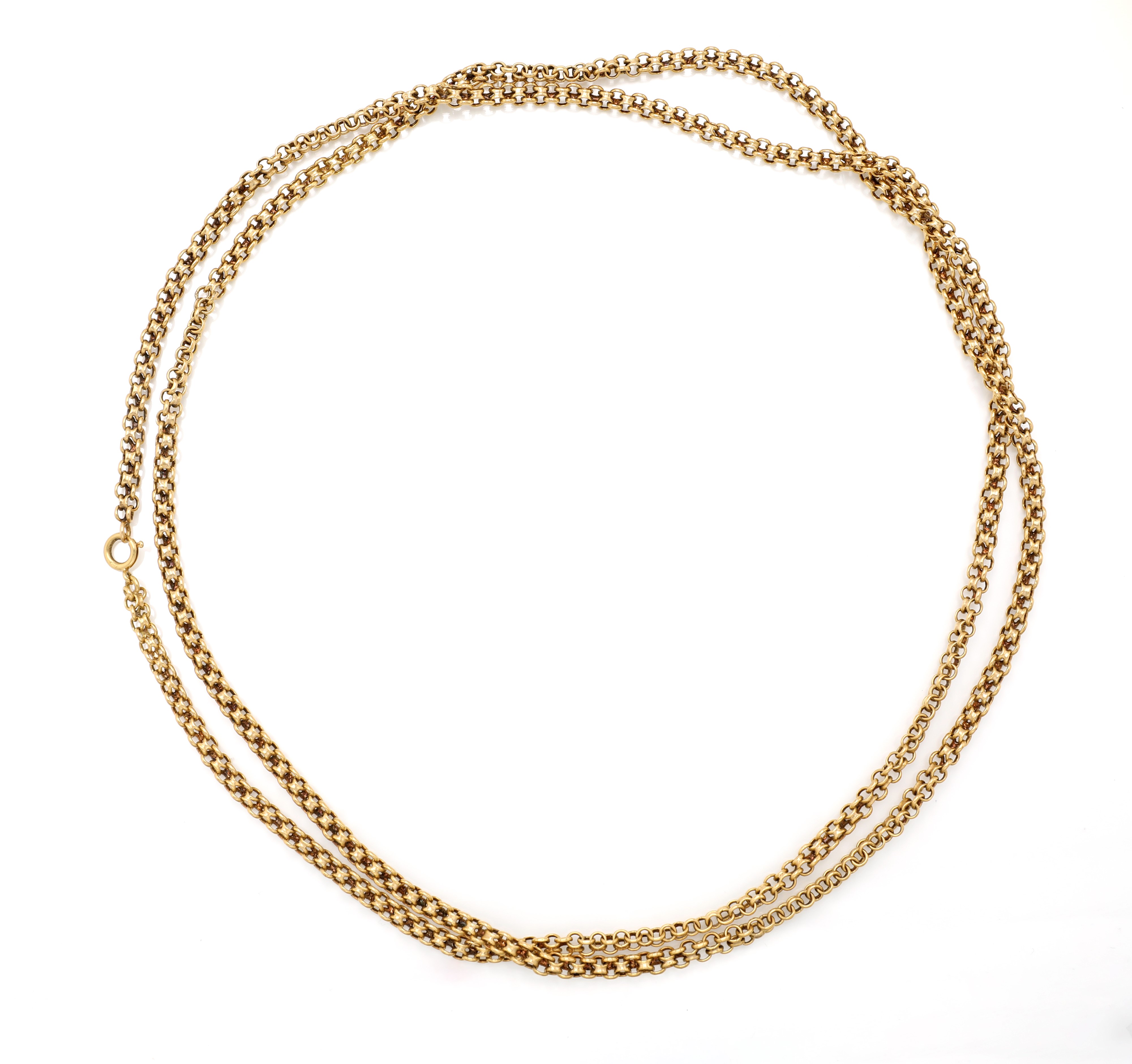 Oro giallo 750/000, lunga catena a maglia tubolare