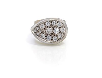 Anello a fascia in oro bianco 750/000 con brillanti, misura 7