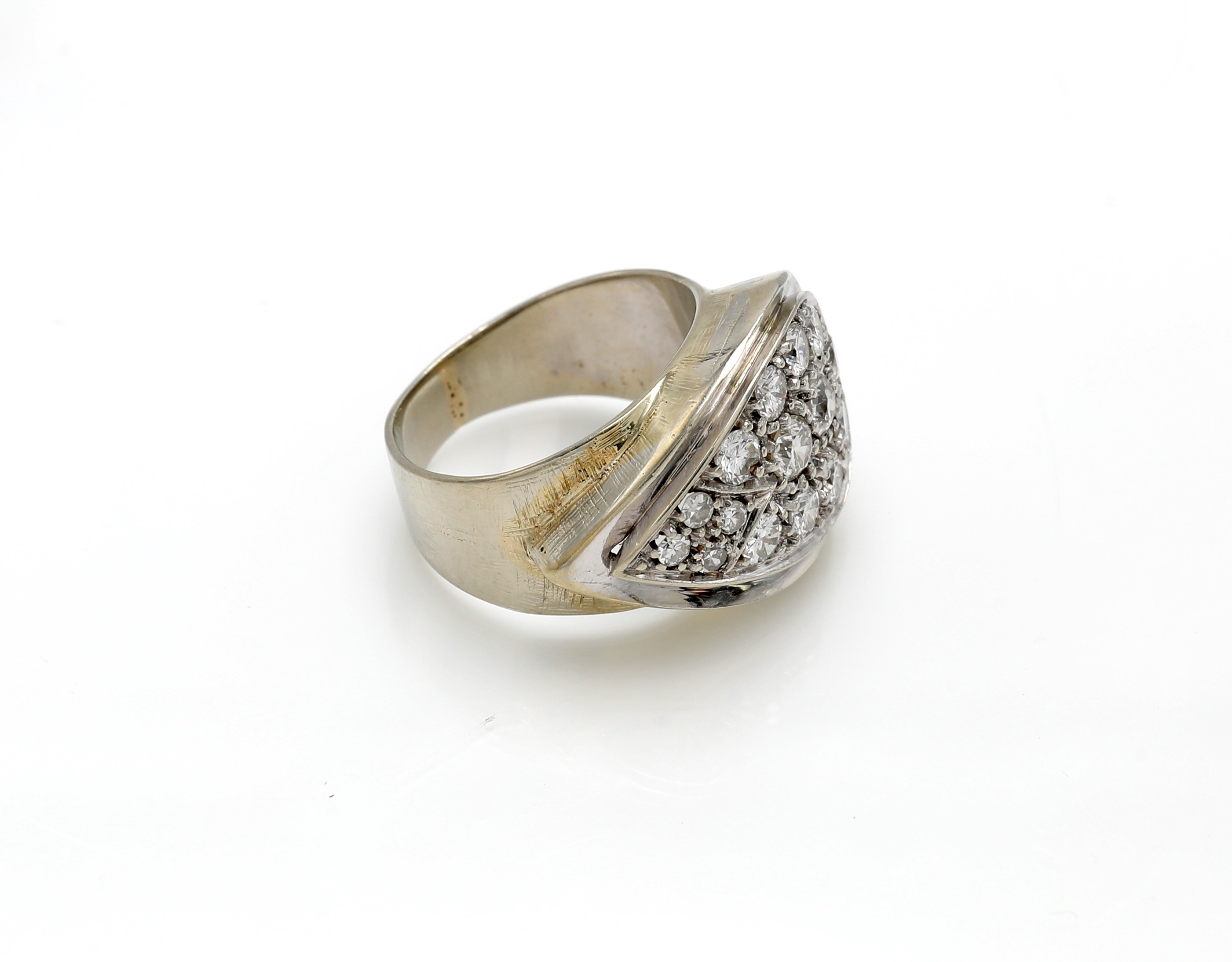 Anello a fascia in oro bianco 750/000 con brillanti, misura 7