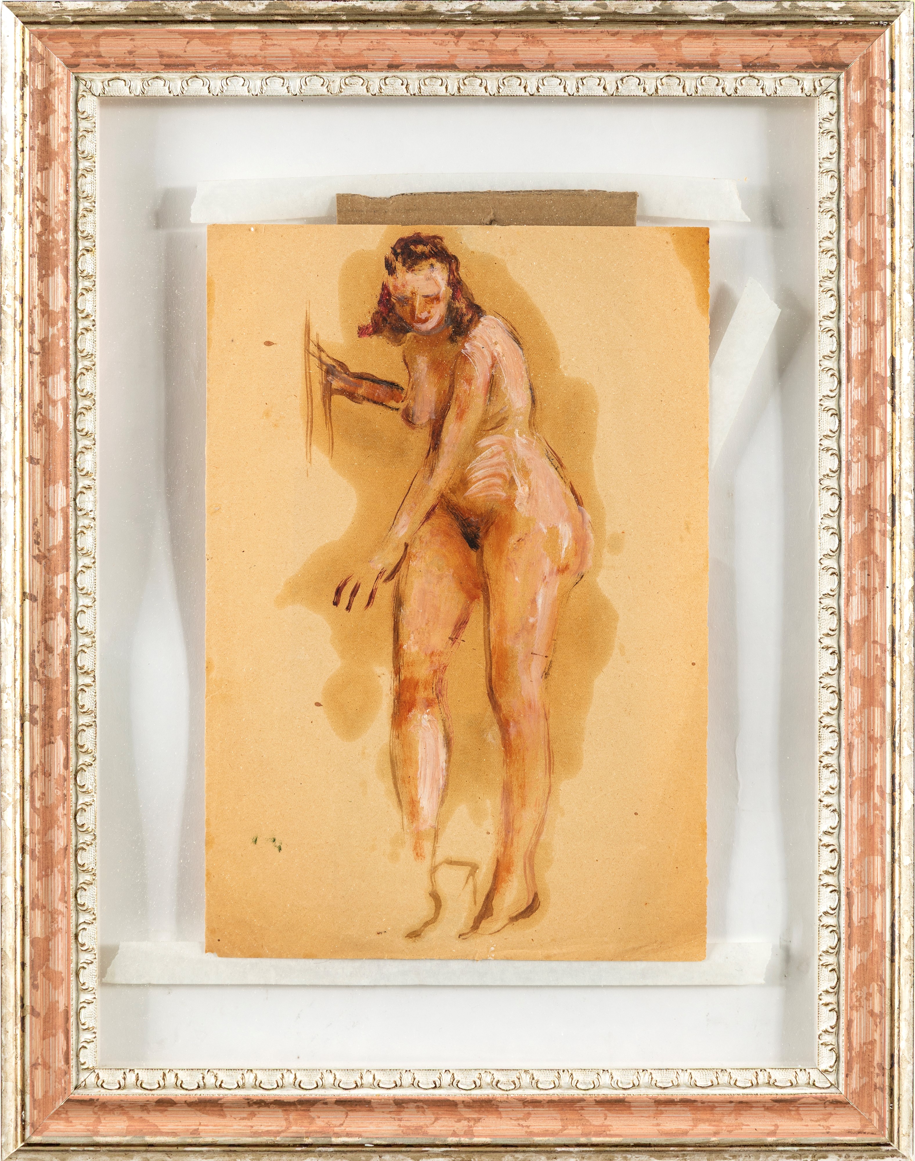 Carlo Quaglia - Nudo, olio su carta (1948-1950)