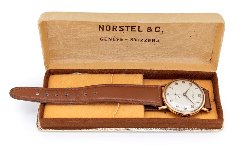 Norstel & Co., Orologio da polso da uomo a carica manuale in oro giallo 750/000 (cal. 391)