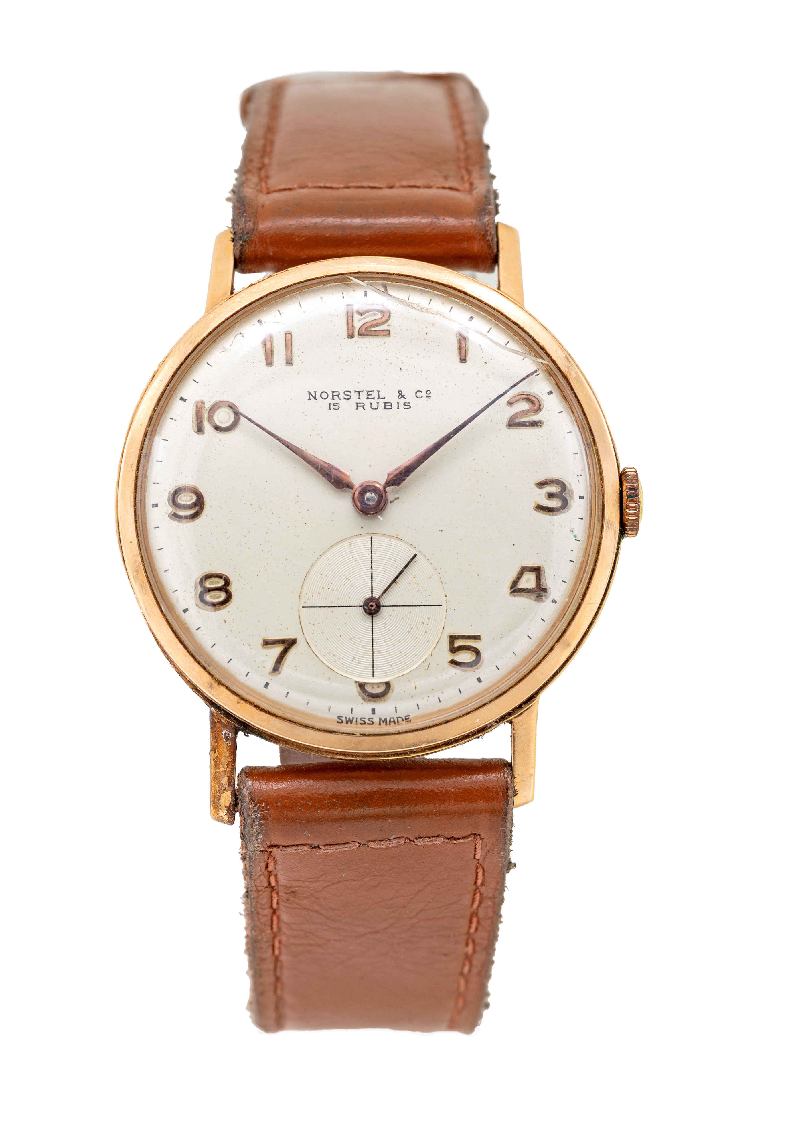 Norstel & Co., Orologio da polso da uomo a carica manuale in oro giallo 750/000 (cal. 391)