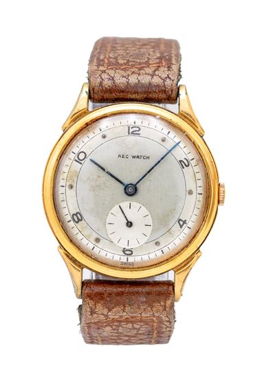 A.E.C., Orologio da polso da uomo a carica manuale, metallo placcato in oro giallo