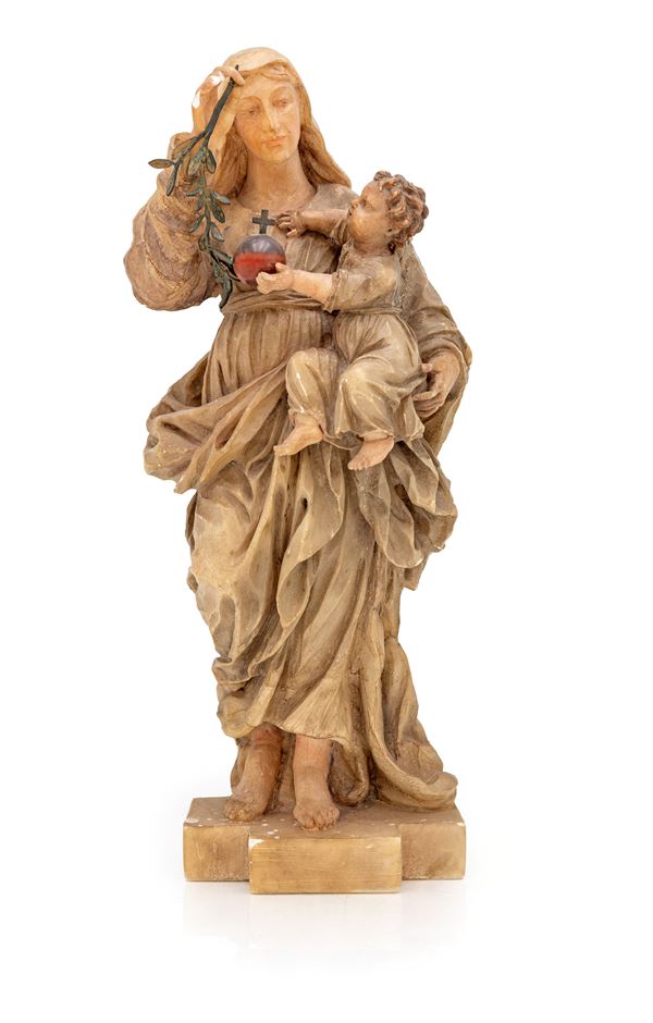 Madonna col Balbino in alabastro, fine del XIX/inizi del XX secolo 