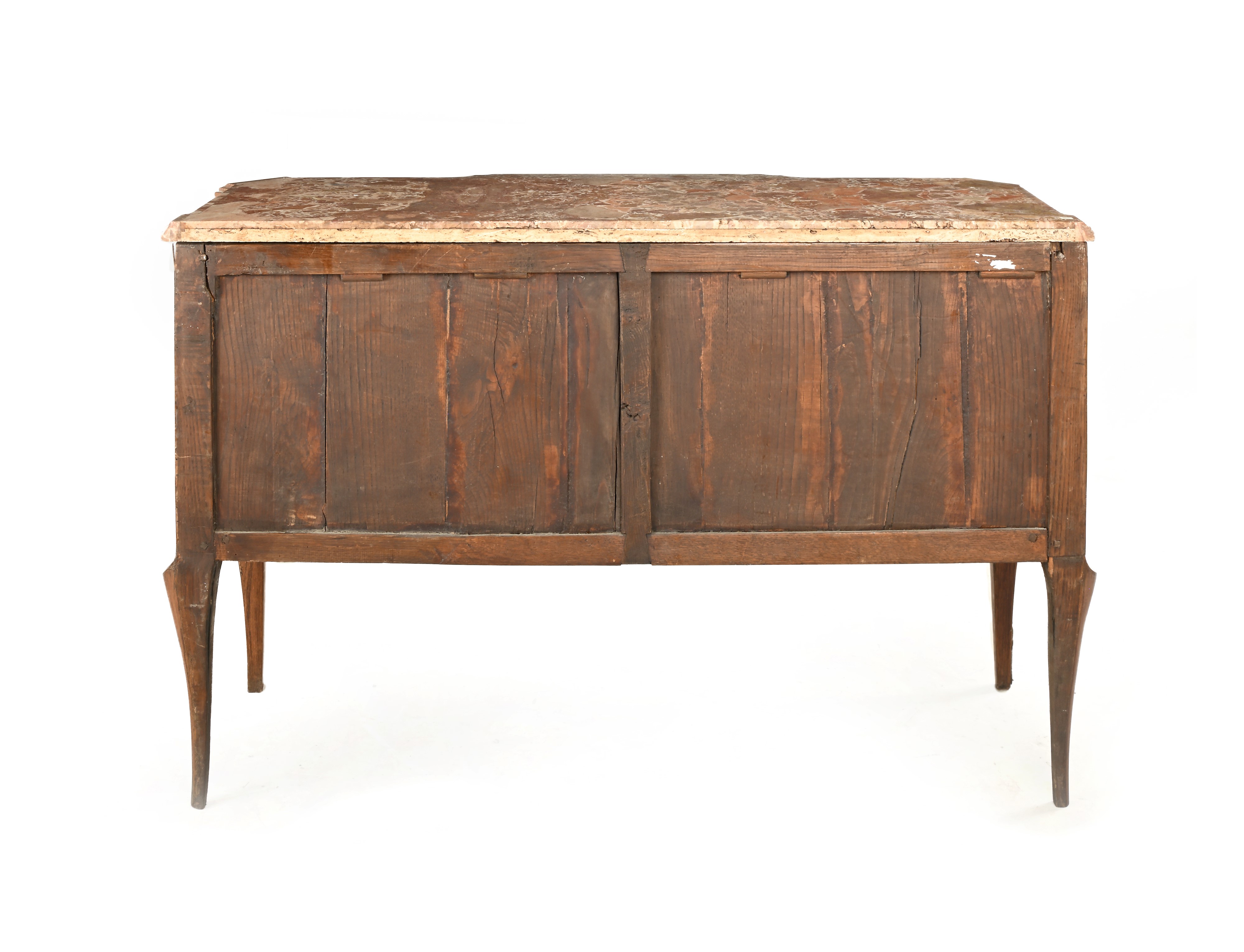 Cassettone in legni vari con finiture in bronzo dorato e piano in marmo rosso, Francia, inizi XIX...