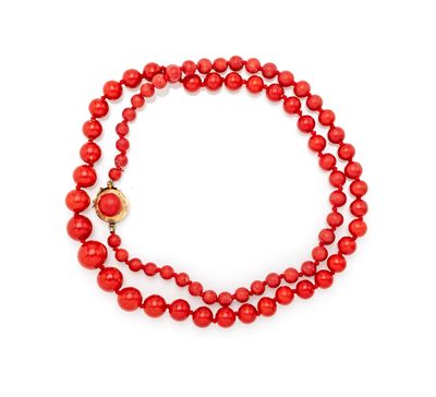 Collana in corallo rosso e oro giallo 585/000