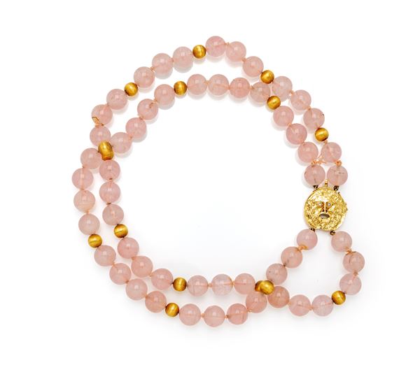 Collana in quarzo rosa ed oro