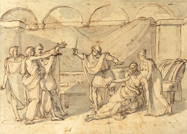 Recto: Giuramento degli Orazi - Verso: Studio di Nudo accademico