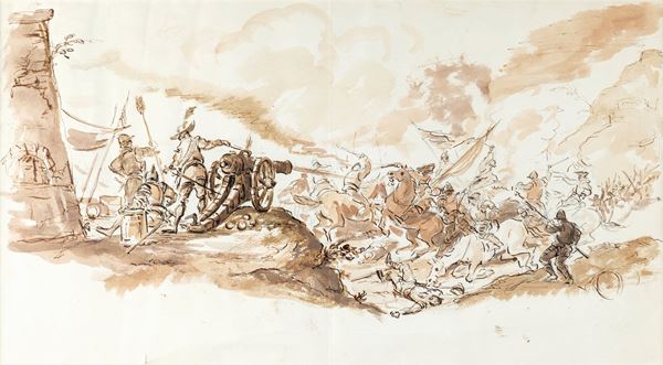 Scuola Italiana del XX secolo - Scontro di cavallerie