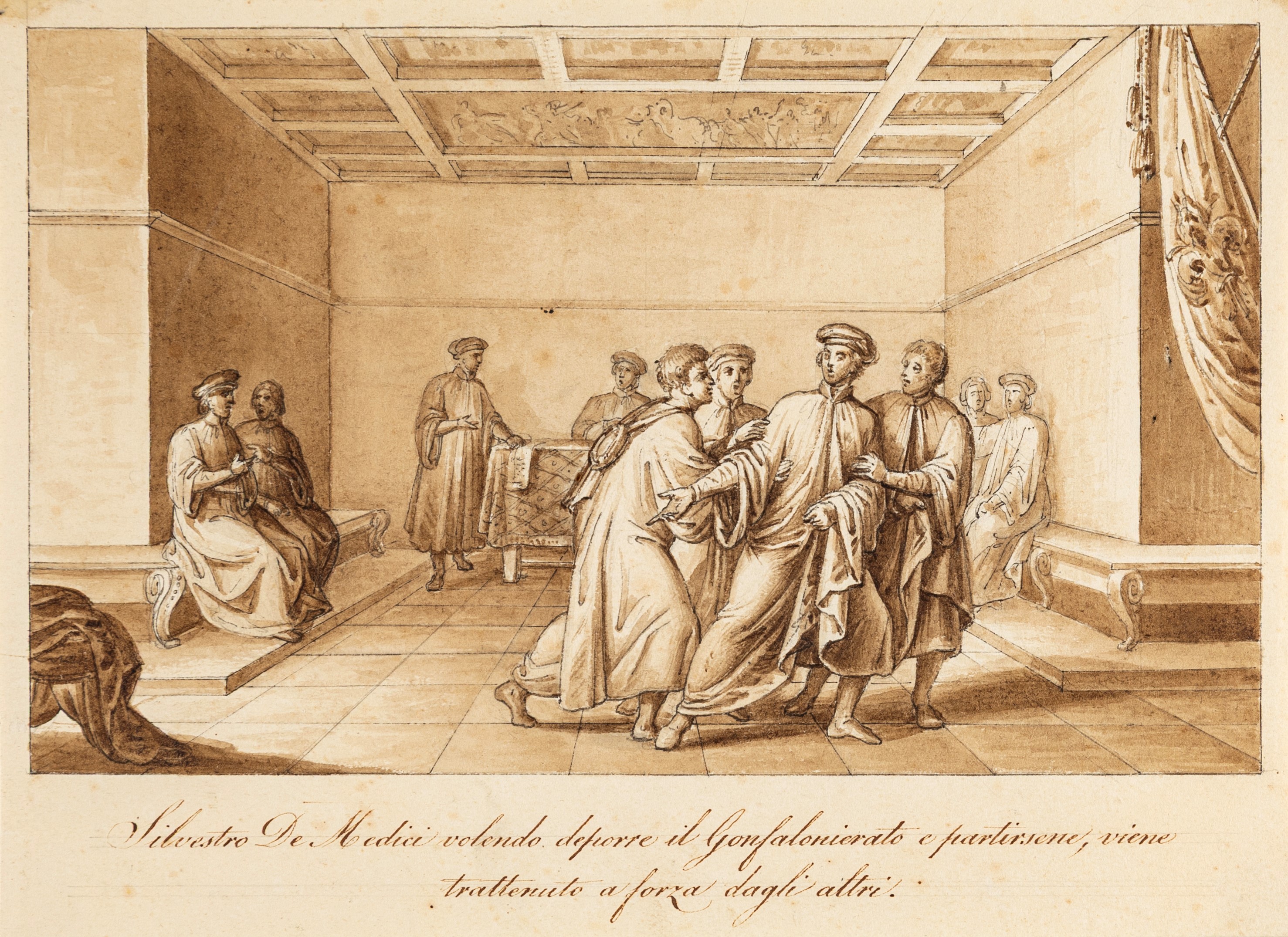 Scuola Neoclassica Fiorentina - Silvestro De Medici Volendo Deporre il Gonfalonierato e Partirsen...