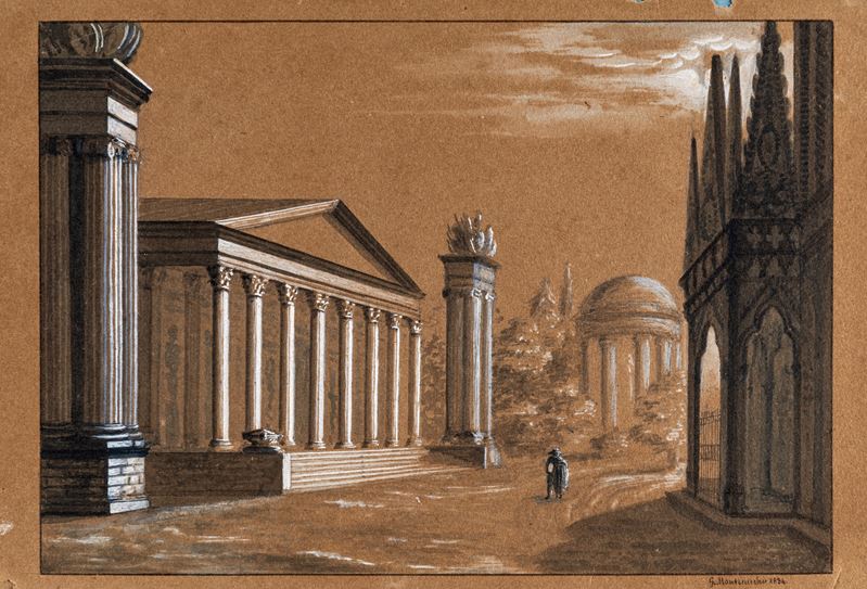 Scuola Italiana del XIX Secolo - Paesaggio classico