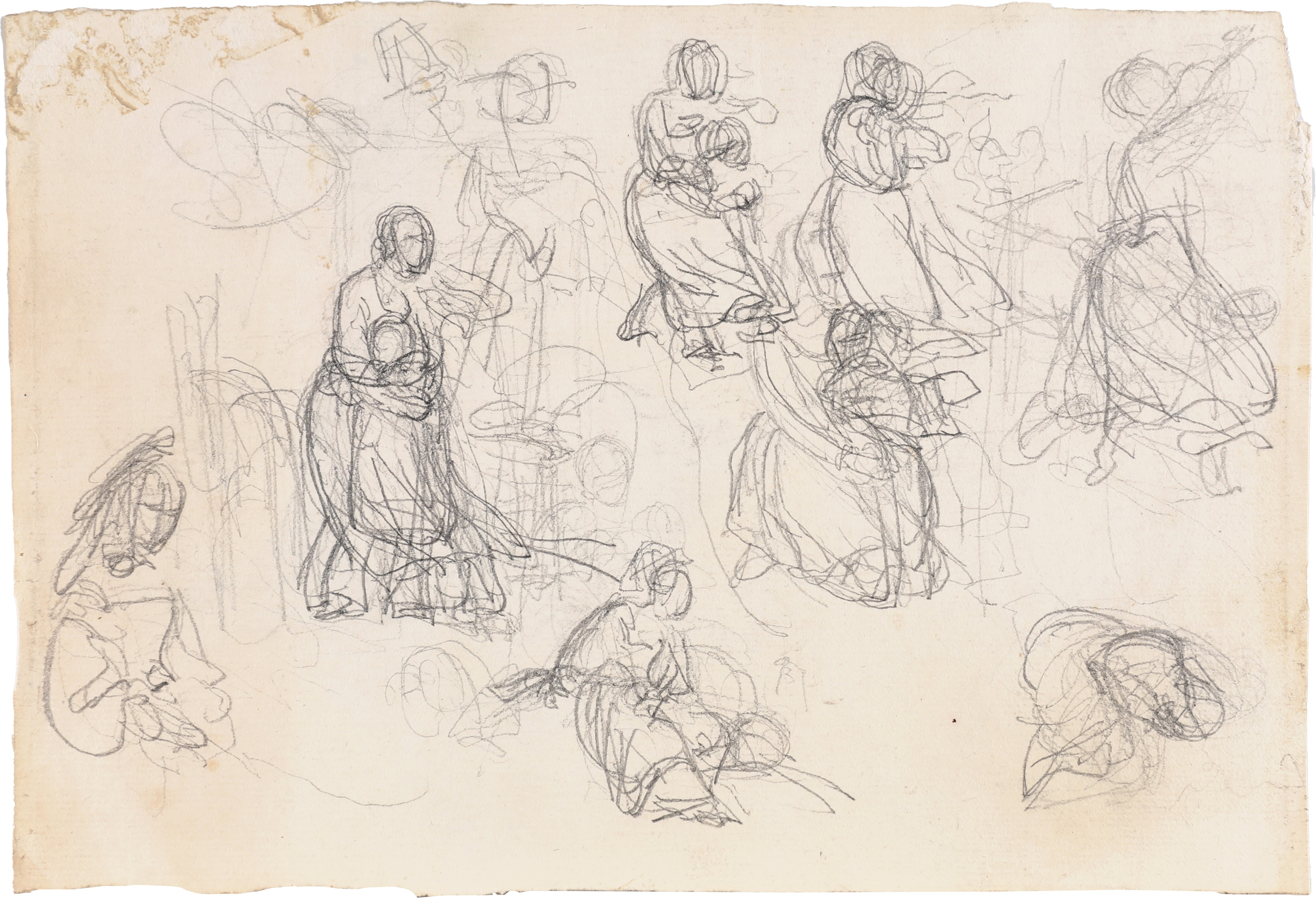 Scuola Italiana del XIX Secolo - Studio di figure (recto) e Studio di carità (verso)