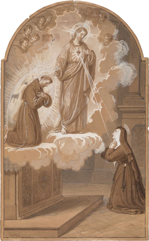 Scuola toscana del XIX secolo - Apparizione del Sacro Cuore di Gesù a Santa Margherita Maria Alacoque