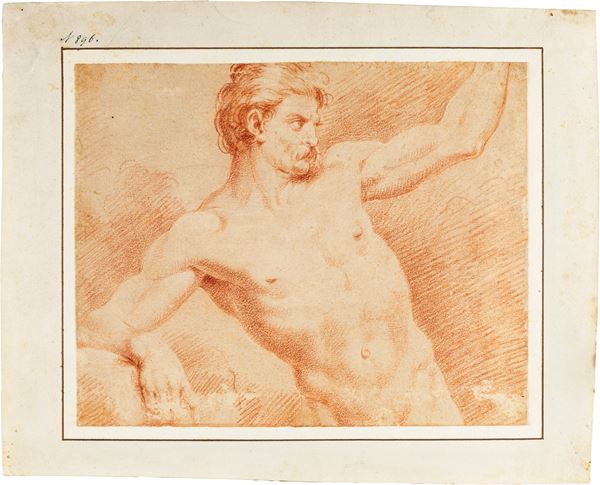 Scuola emiliana del XVIII secolo - Studio di Nudo con baffi
