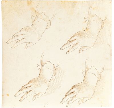 Studi di mani (inchiostro su carta)