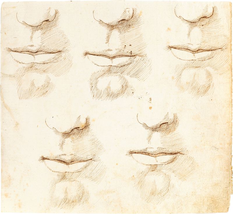 Scuola Romana del XVIII Secolo - Studi di bocche e di nasi
