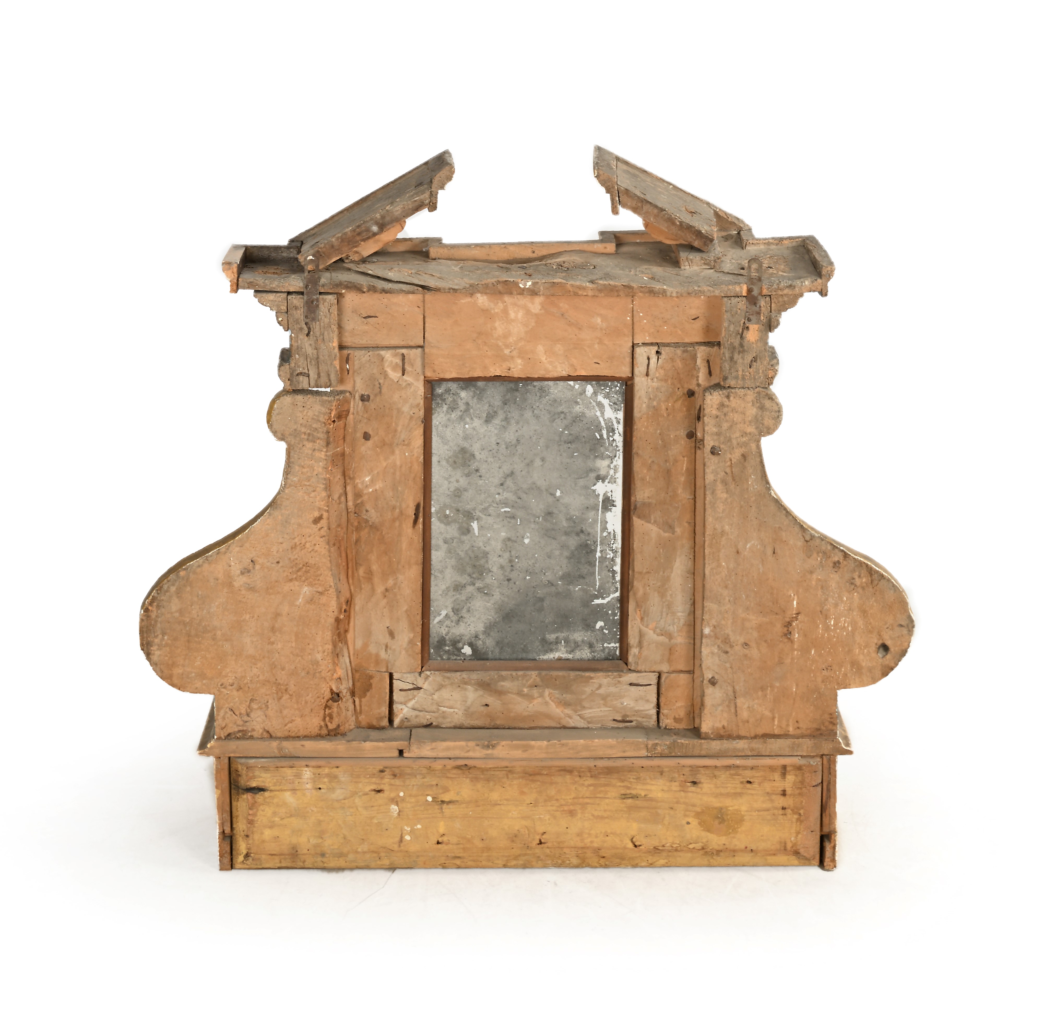 Edicola architettonica, legno laccato azzurro con dorature e nicchia, XVIII secolo