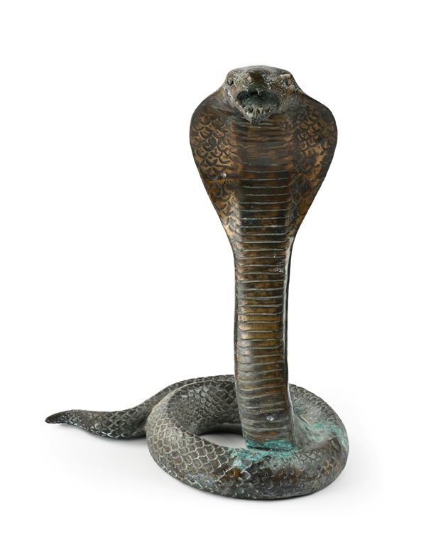 Cobra in ottone patinato, XX secolo