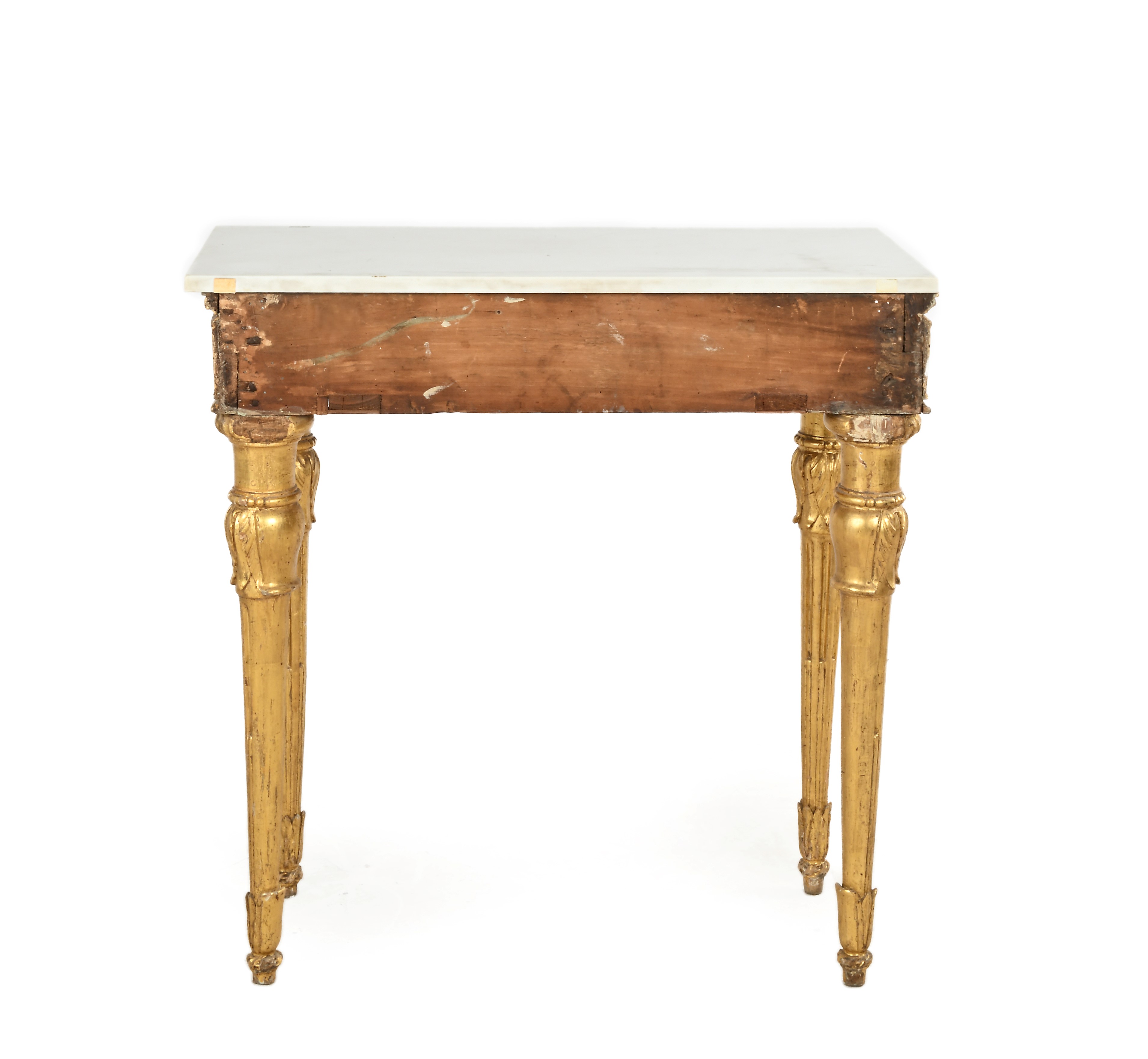 Console Luigi XVI, piano rettangolare in marmo e fascia scanalata