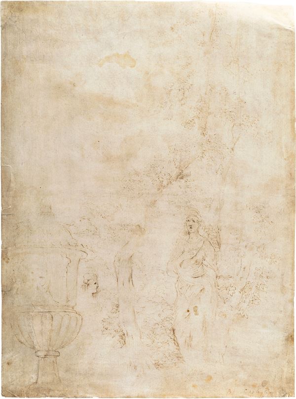 Stefano Della Bella - Studio di figure in paesaggio classico