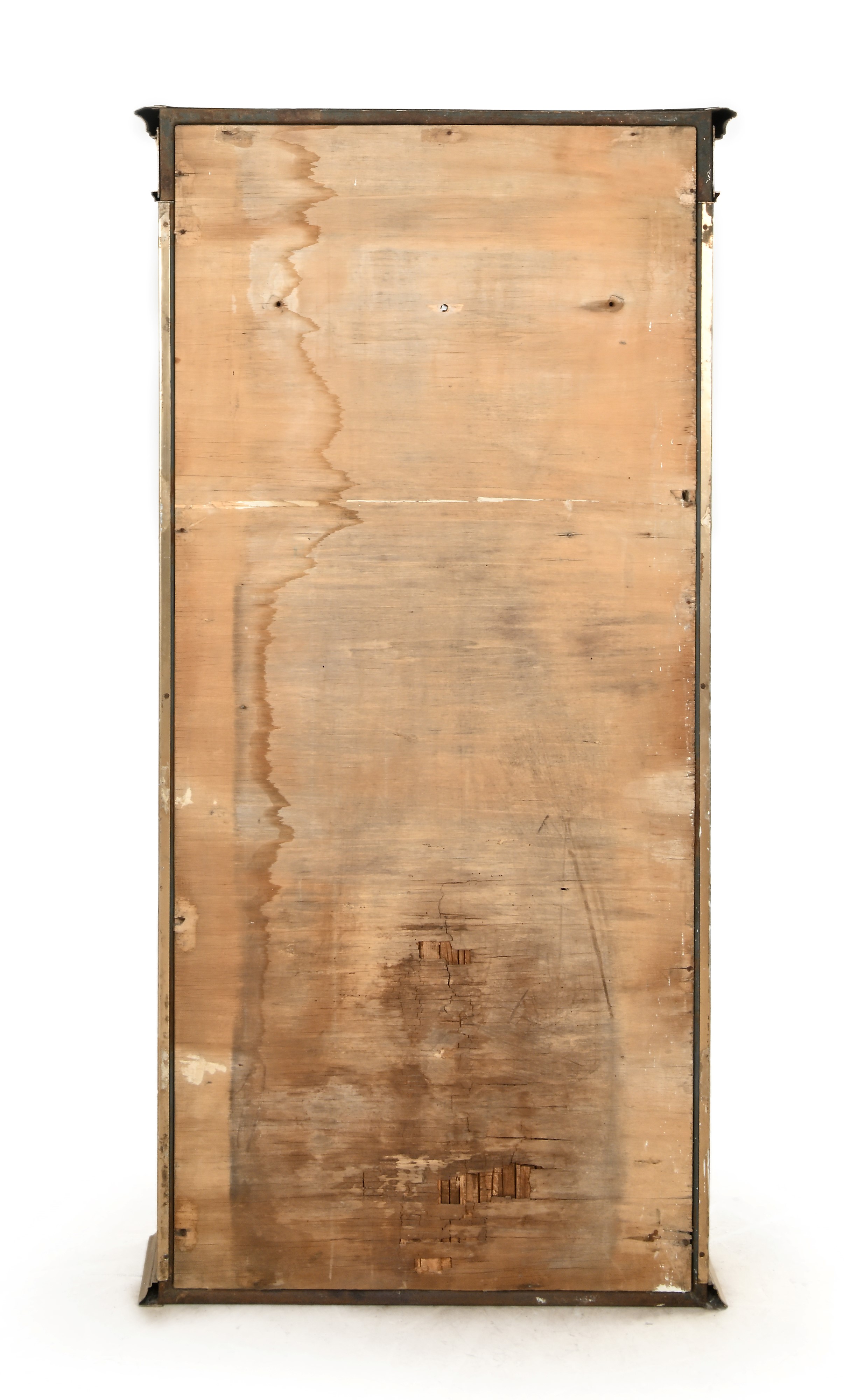 Vetrina in ottone, struttura con cornice e anta frontale