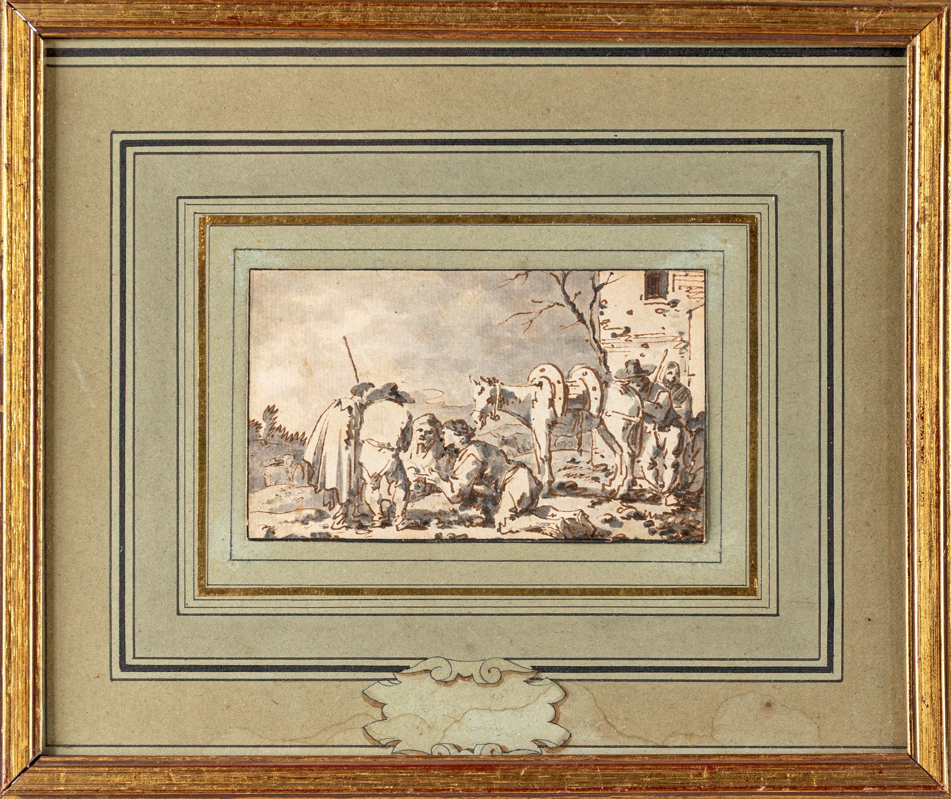 Pieter Van Bloemen Attribuito a - Pieter van Bloemen, Bivacco di contadini