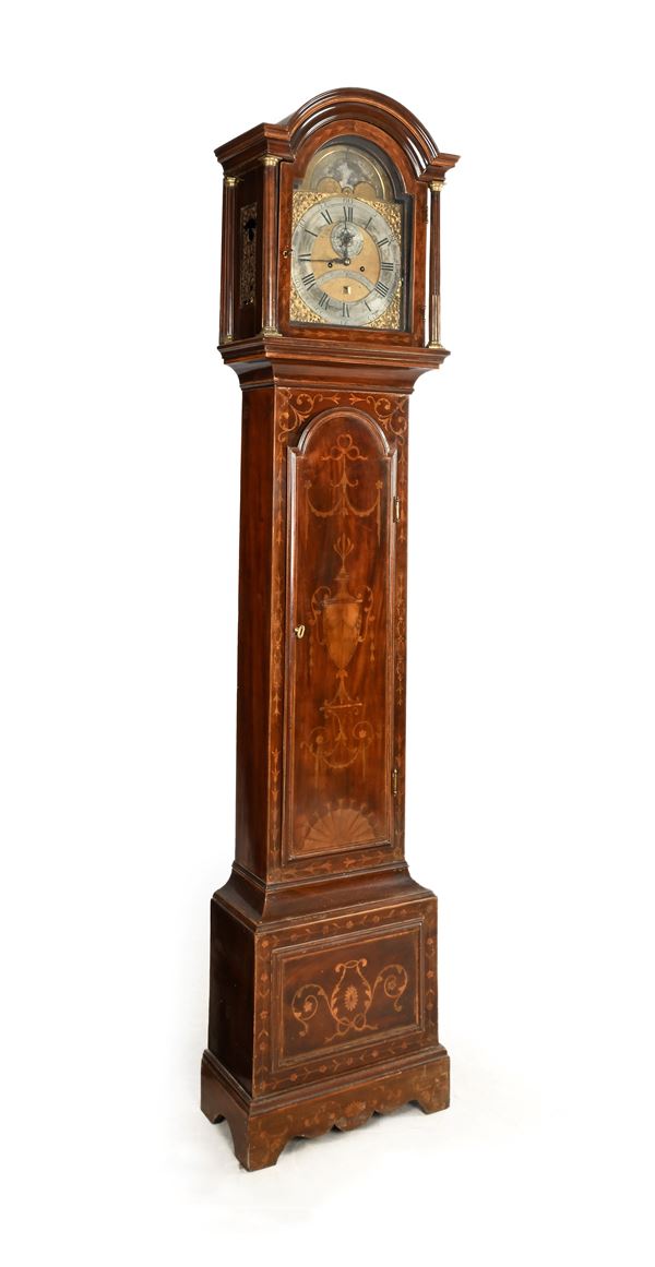 Orologio a torre in legno intarsiato, Londra, Thomas Hunter Senior, XVIII secolo