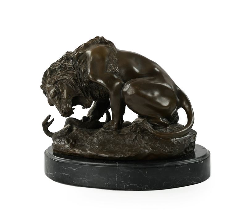 Antoine-louis Barye - Leone in lotta con un serpente