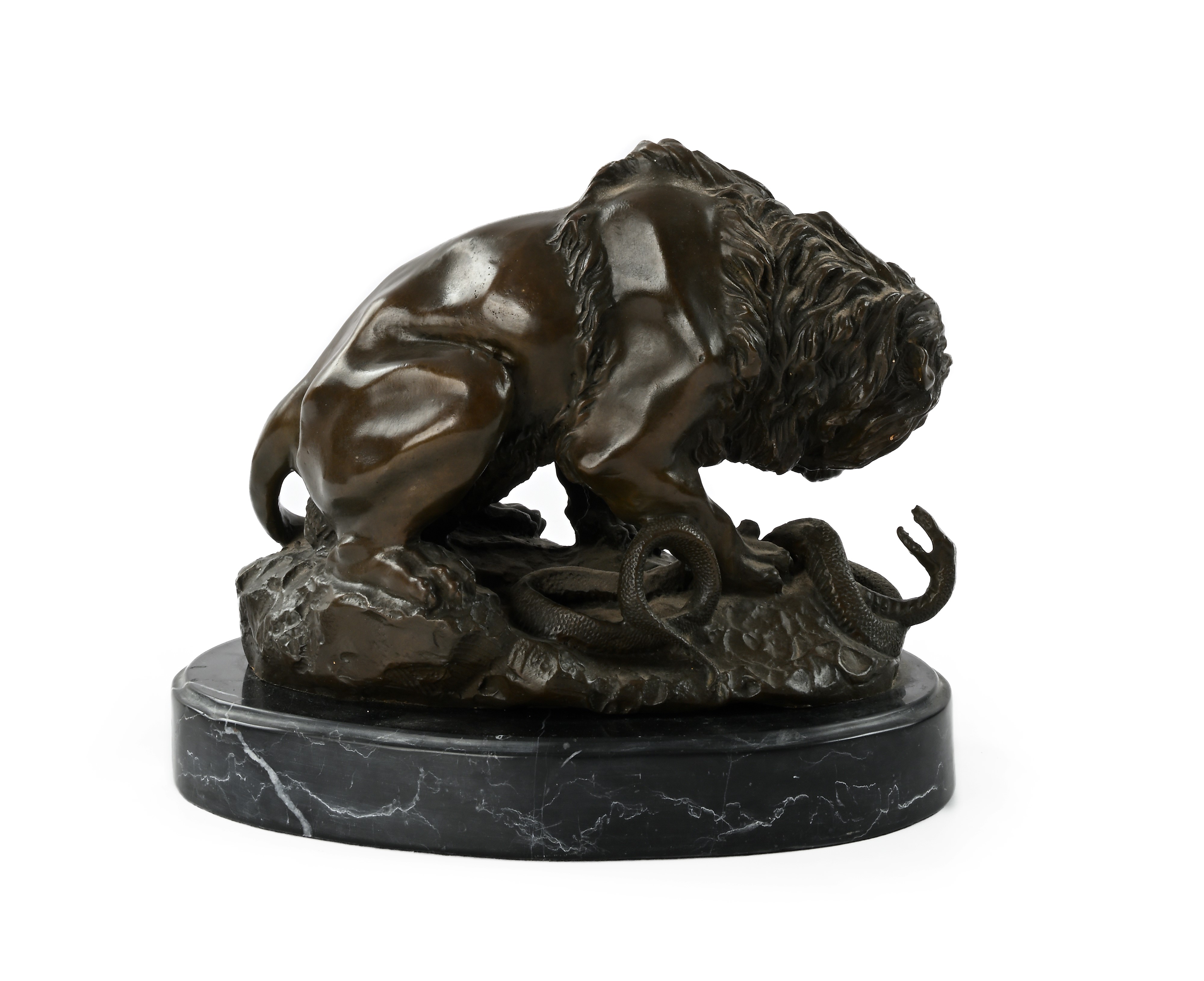 Antoine-louis Barye - Leone in lotta con un serpente