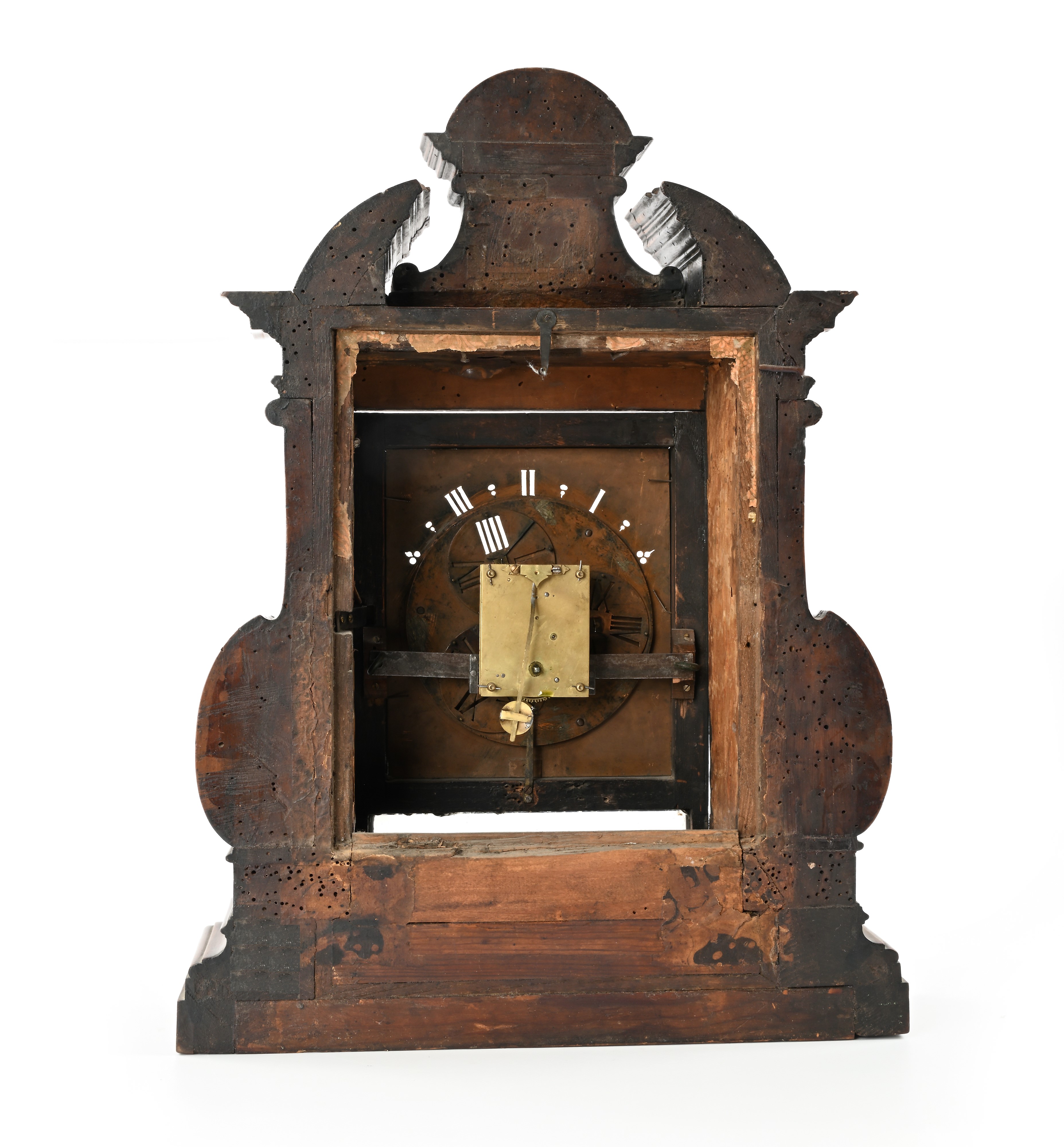 Orologio notturno in legno con cassa architettonica, Roma, XVII secolo