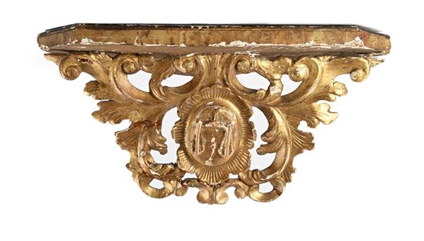 Console ad angolo in legno dorato, XIX secolo  - Asta Asta a Tempo - Antiquariato: Mobili, Arredi, Stampe e Porcellane - Casa d'Aste Arcadia