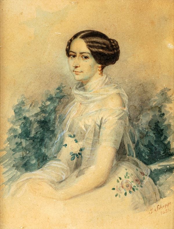 Julius  Schoppe - Ritratto di Gentildonna