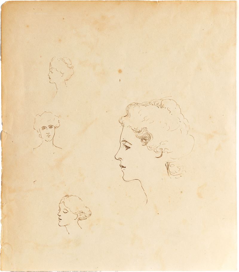 Scuola Italiana del XX Secolo - Studi di volti femminili