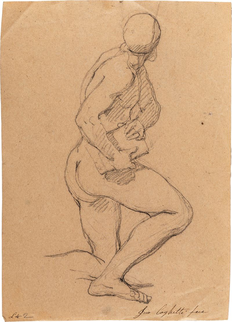 Francesco Coghetti - Studio di San Pietro e studio di ritratto femminile (recto e verso), pietra ...