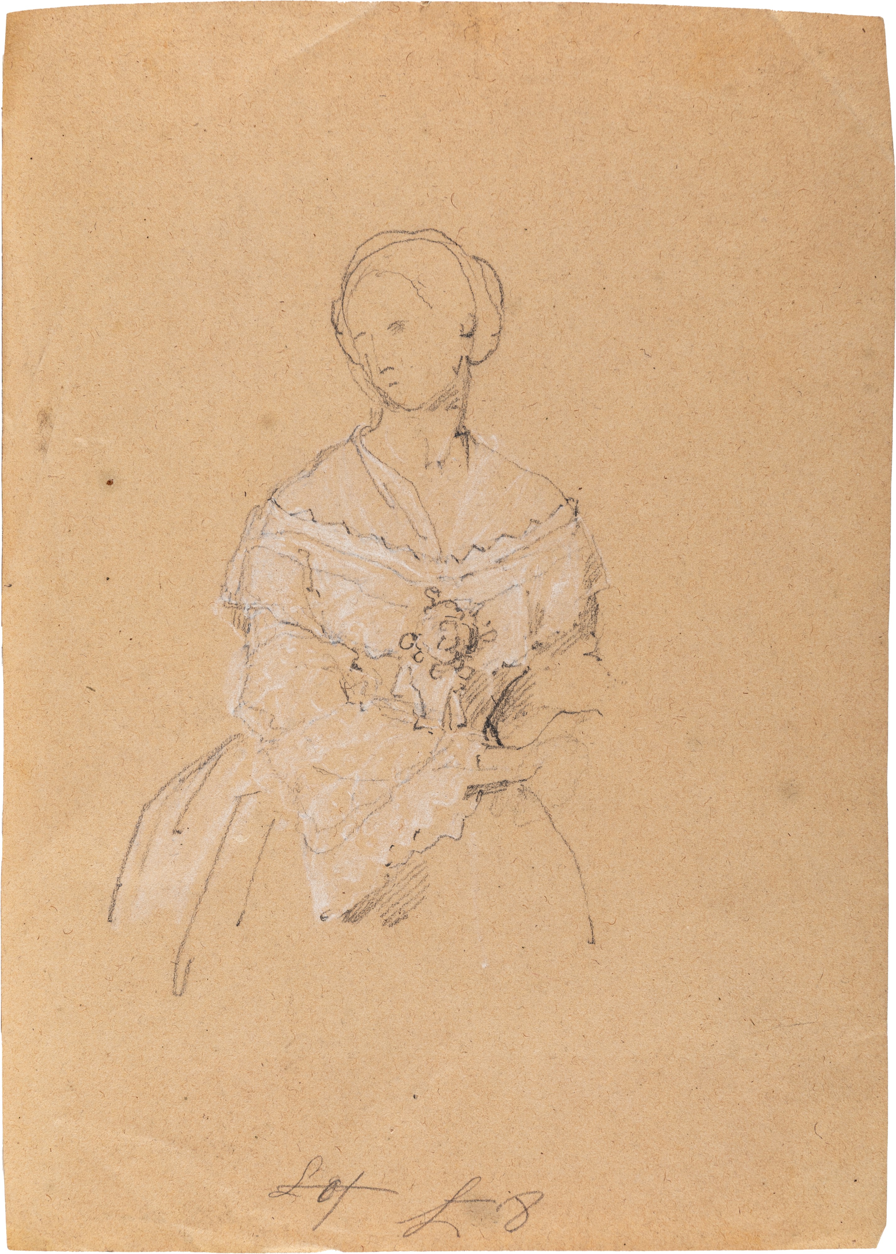 Francesco Coghetti - Studio di San Pietro e studio di ritratto femminile (recto e verso), pietra ...