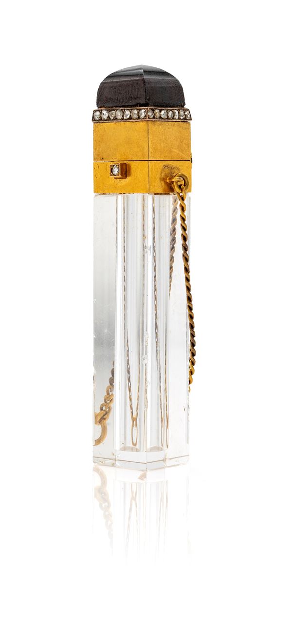 Portaprofumo decò in oro, cristallo di rocca, onice e diamanti  - Auction Everyday Jewels - Under 3K - Casa d'Aste Arcadia
