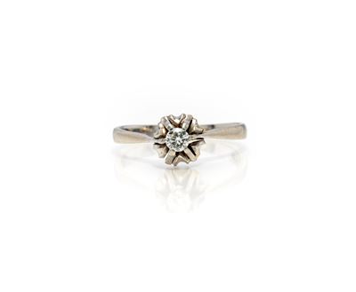 Oro bianco 750/000, anello con brillante