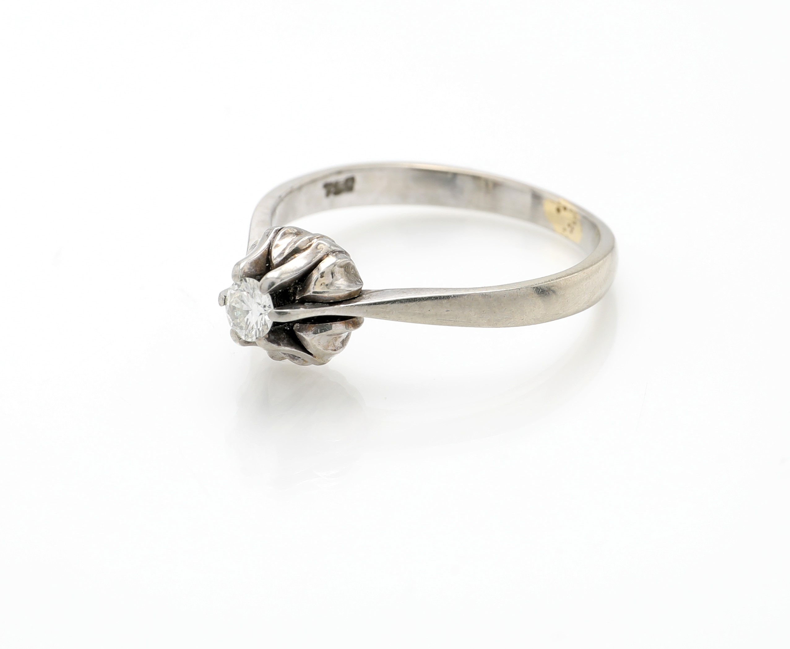 Oro bianco 750/000, anello con brillante