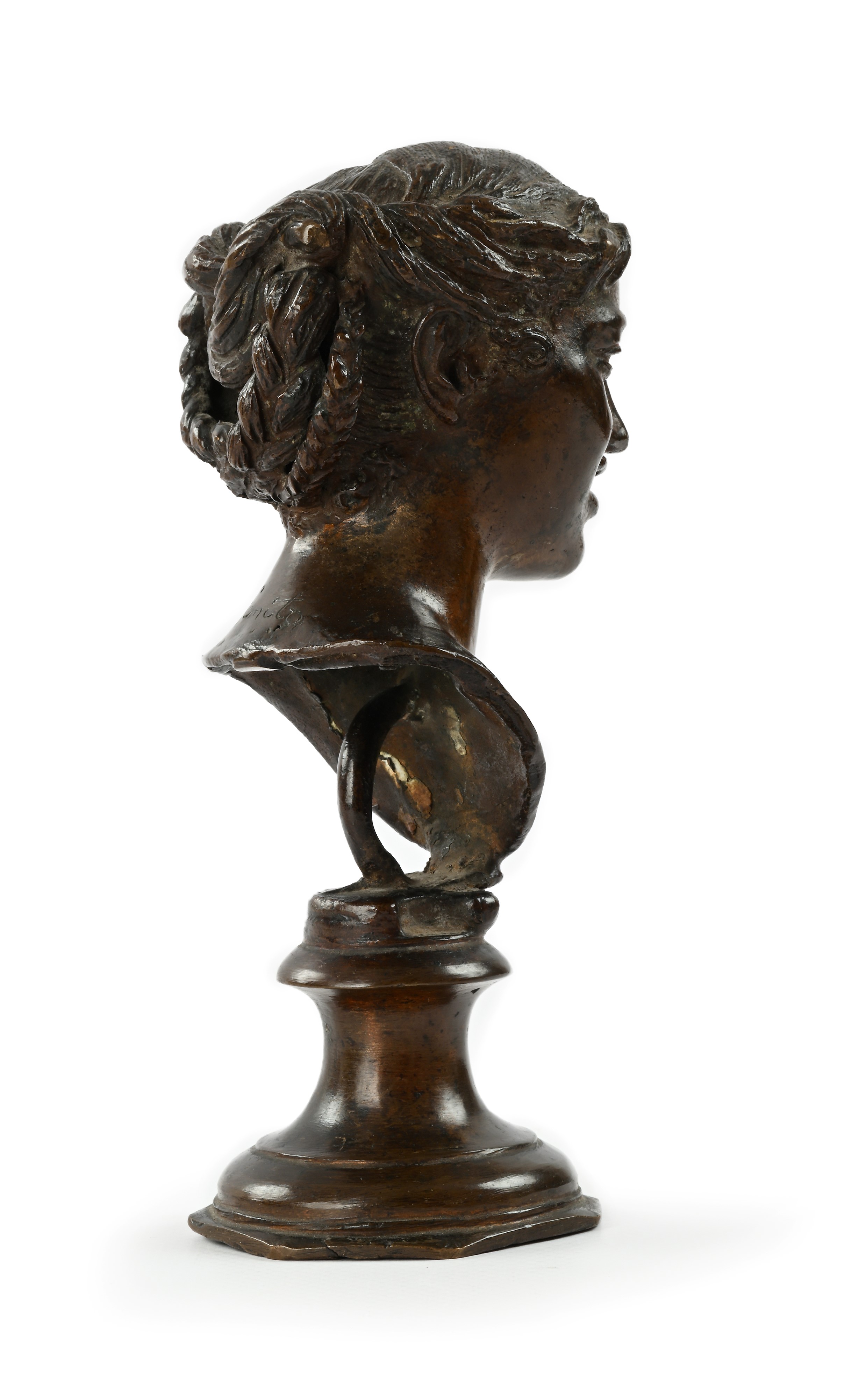 Fonderia Napoletana del XIX Secolo - Testa di donna caprese (Ritratto di Rosa Ferraro) in bronzo