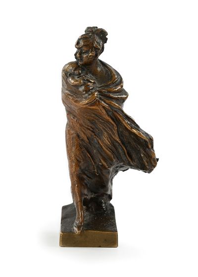 Scultura in bronzo patinato, Mamma con bimbo in fasce (fine XIX - inizi XX secolo)