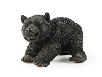Scultura in metallo nero, Orso grizzly che ruglia