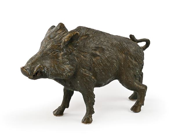 Cinghiale in bronzo patinato, XX secolo