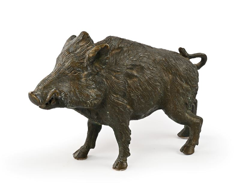 Cinghiale, bronzo patinato, XX secolo
