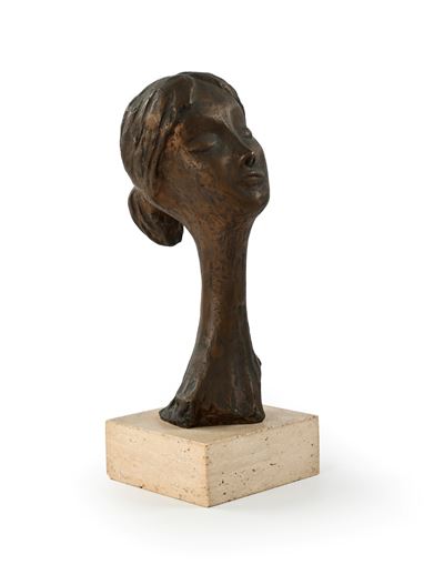 Bronzo patinato, Testa femminile con lungo collo