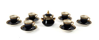 Ginori, Servizio da caffè in porcellana decorata blu e oro, XX secolo