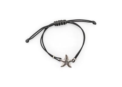 Bracciale a stella marina, argento 925/000 con diamanti neri