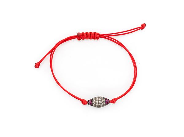 Bracciale con centrale in argento, diamanti e rubini