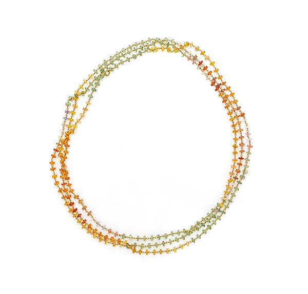 Collana a laccio in oro e  zaffiri multicolor