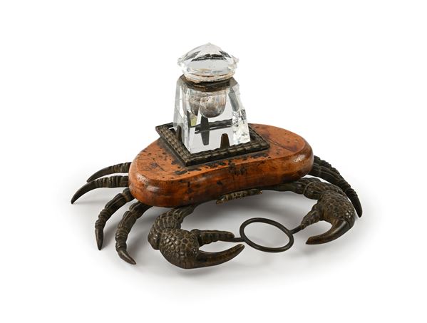 Calamaio in legno e bronzo a forma di granchio  - Auction Time Auction - Antiques: Furniture, Accessories, Prints and Porcelain - Casa d'Aste Arcadia